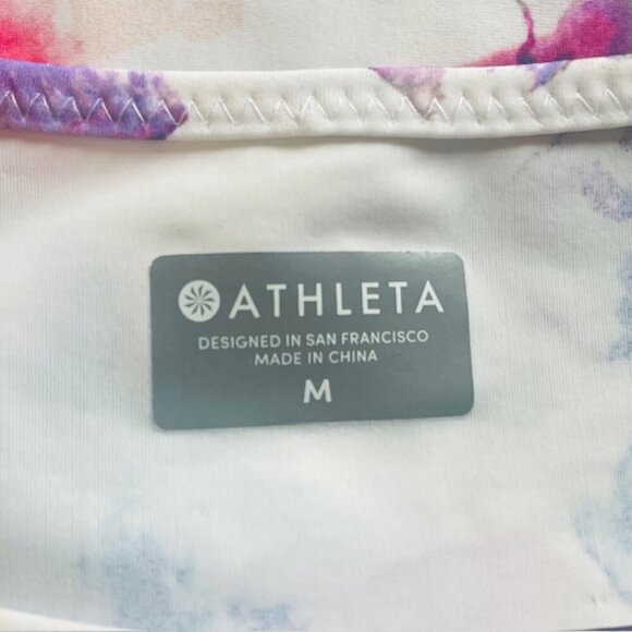 ATHLETA Floral Front-Knot Cropped Long-Sleeve Rash Guard Top - Size Medium - Picture 3 of 5